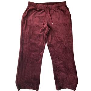 Gloria Vanderbilt Women Pants size XL Velvet Casual High Rise Pull-on Wine Red